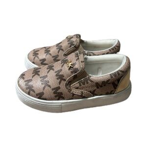 Michael Kors Logo Patterned Slip-On Sneakers Tan Brown Size 7 Toddler